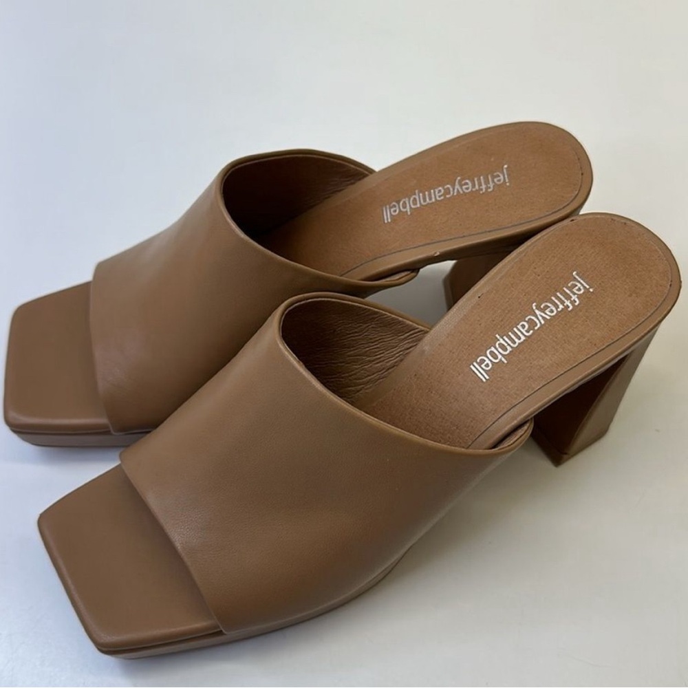 NWT Jeffrey Campbell Tan Square-Toe Block Heels